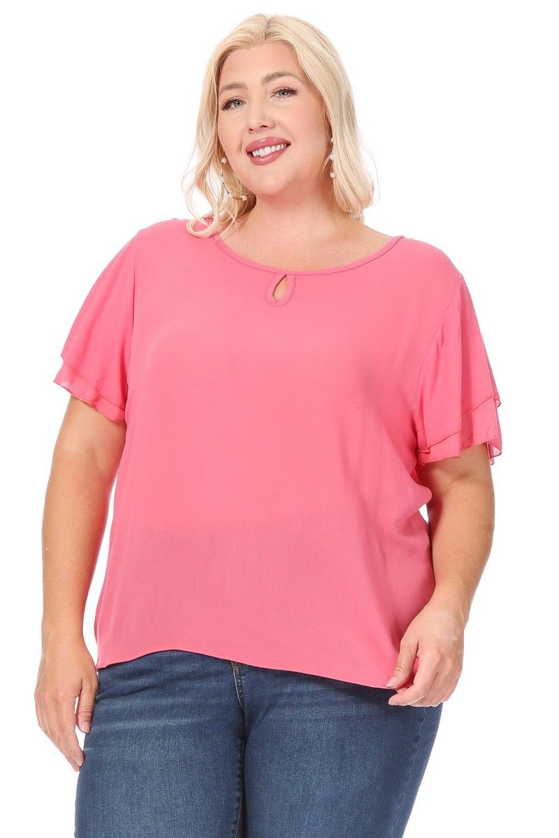 Plus Flutter Sleeve Top