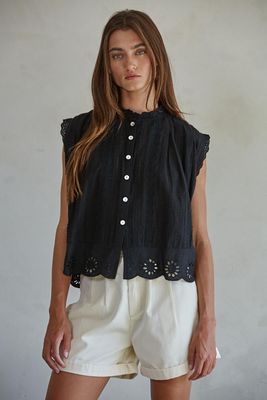 Eyelet Buttondown Top