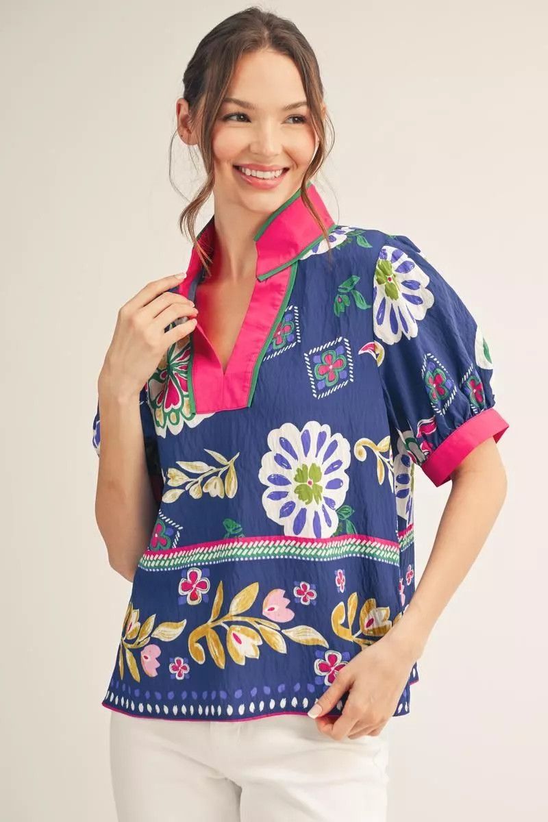 Boho Floral Print Top