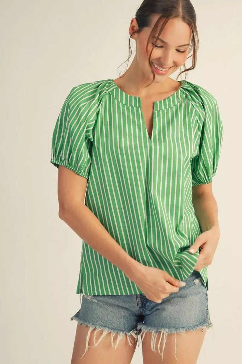 Stripe Peasant Top