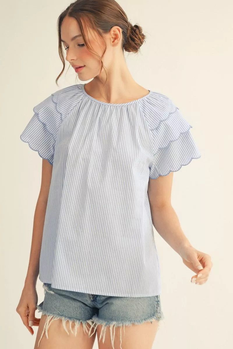 Scallop Edge Sleeve Top