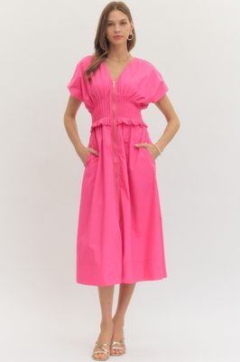 Solid Smock Waist Dress