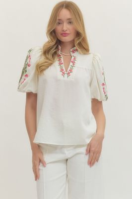 Embroidered V Neck