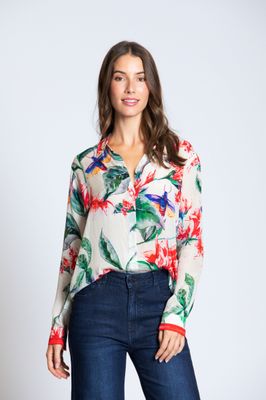 Button Roll Up Sleeve Top