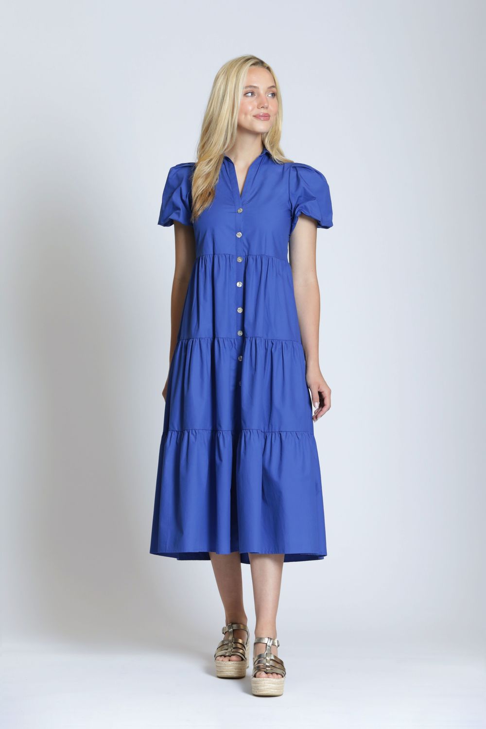 Tiered Dress W/Puff Sleeve