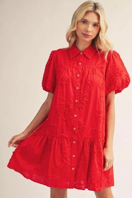 Solid Floral Pattern Dress