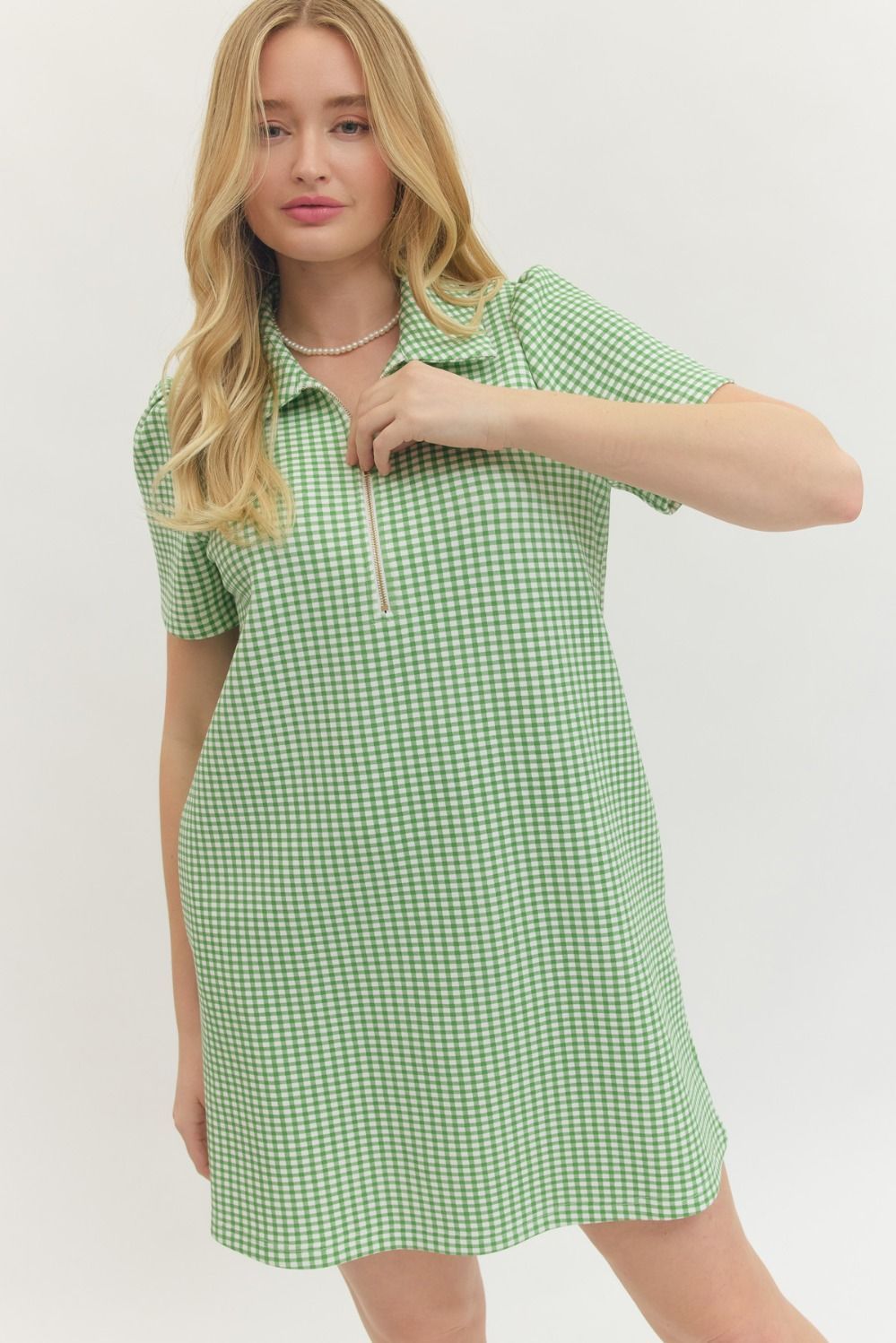 Gingham Print Knit Dress