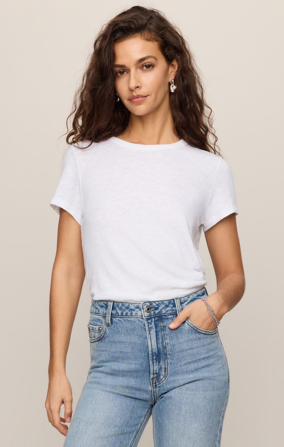 Junie Slub Tee, Color: White, Size: XL
