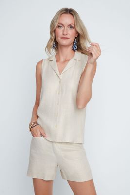 Sleeveless Button Top