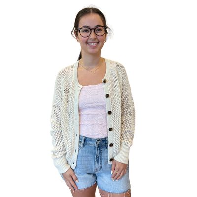 Metallic Open Knit Cardigan