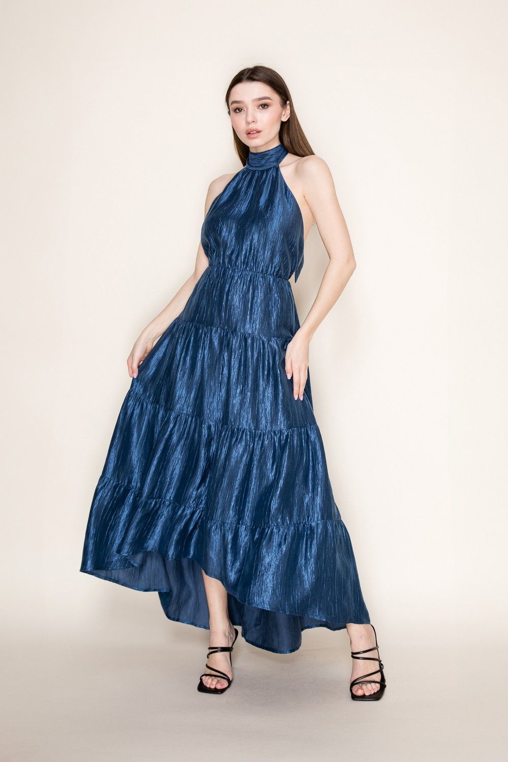 Halter Neck Tiered Maxi Dress