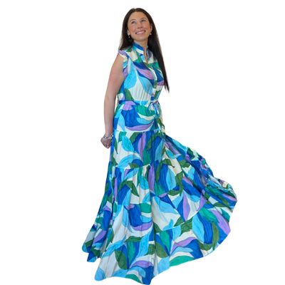 Leaf Print Button Down Dress