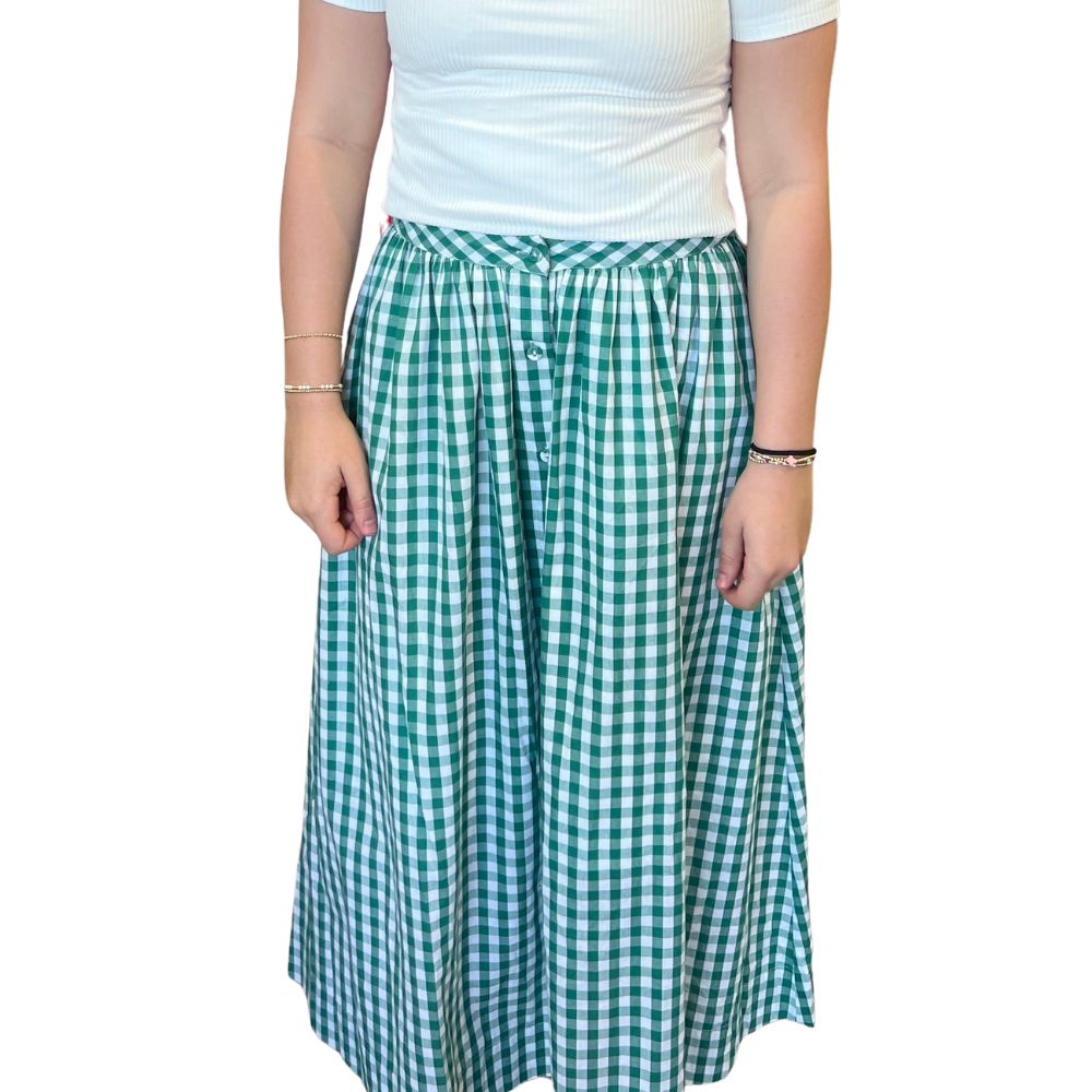 Gingham Button Down Skirt