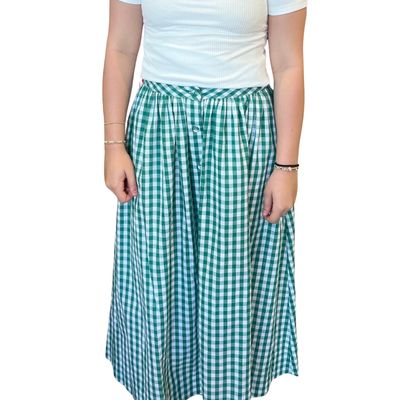 Gingham Button Down Skirt
