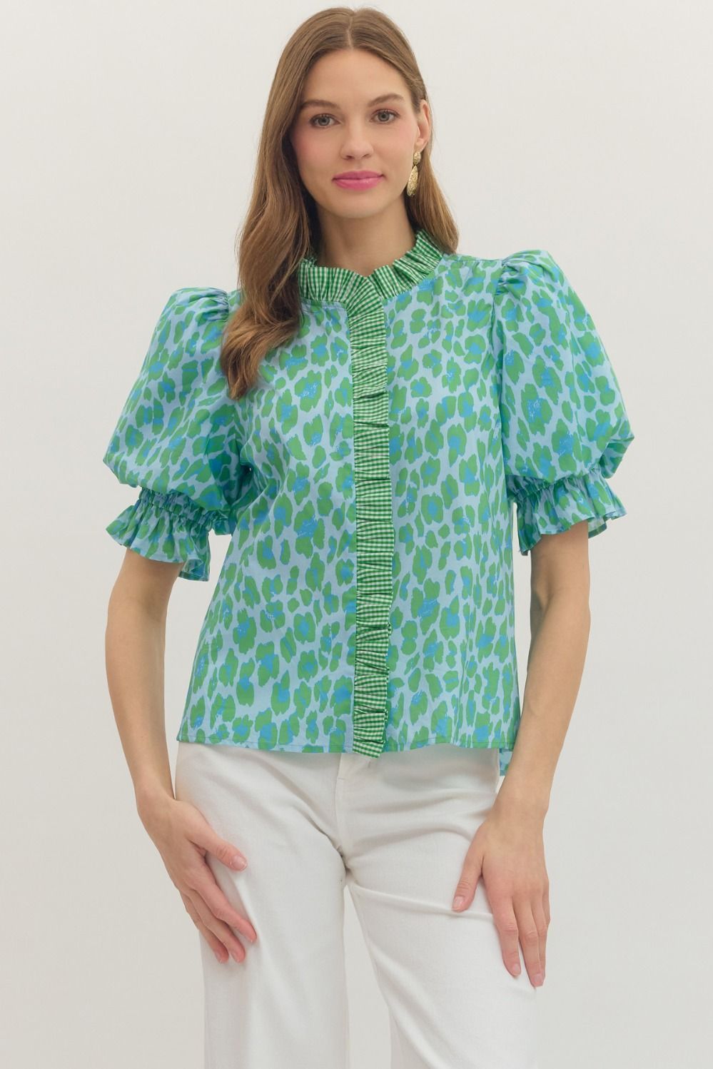 Leopard Print Ruffle Trim