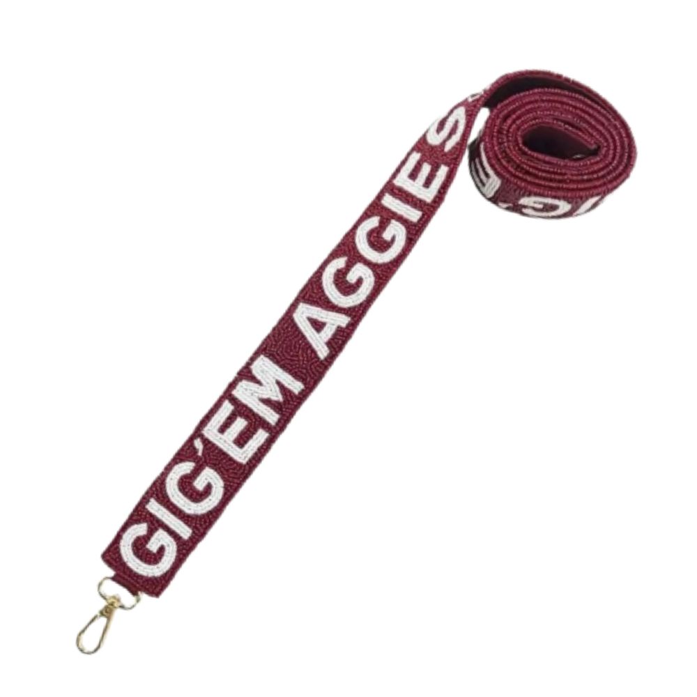 Beaded Bag Strap, Color: A&amp;M Gig' Em