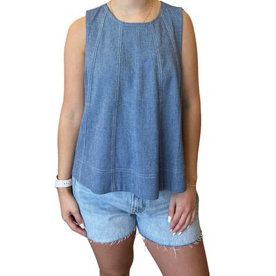 Sleeveless Top Contrast Stitch
