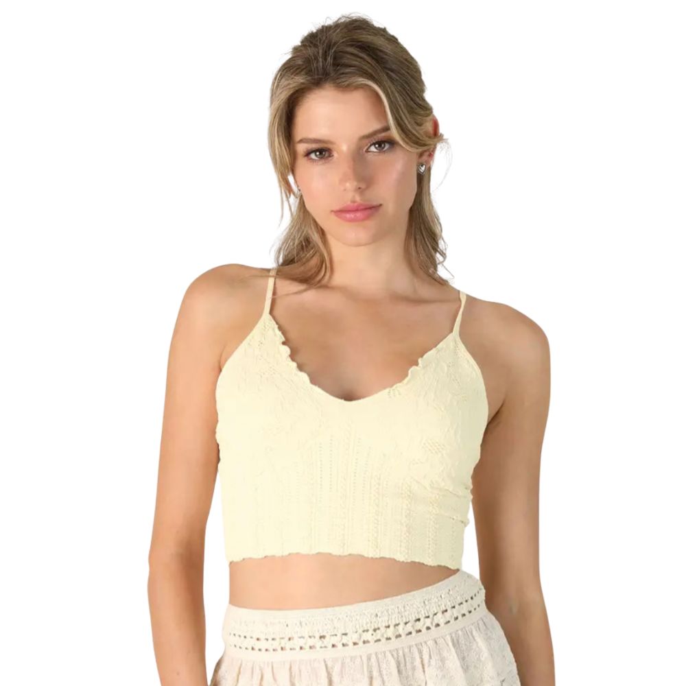 Lace Textured Bralette, Color: Butter Cream, Size: O/S