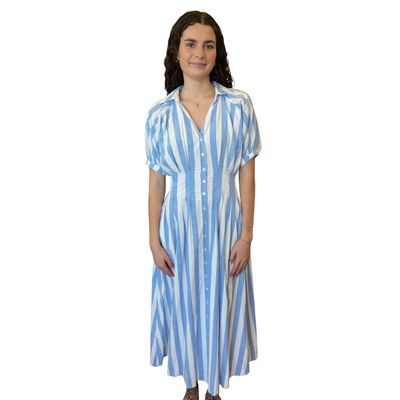 Silvie Pleated Stripe Midi Dress