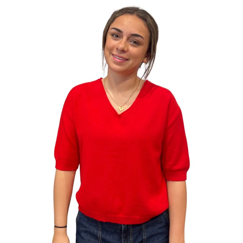 V Neck 3/4 Sleeve Knit