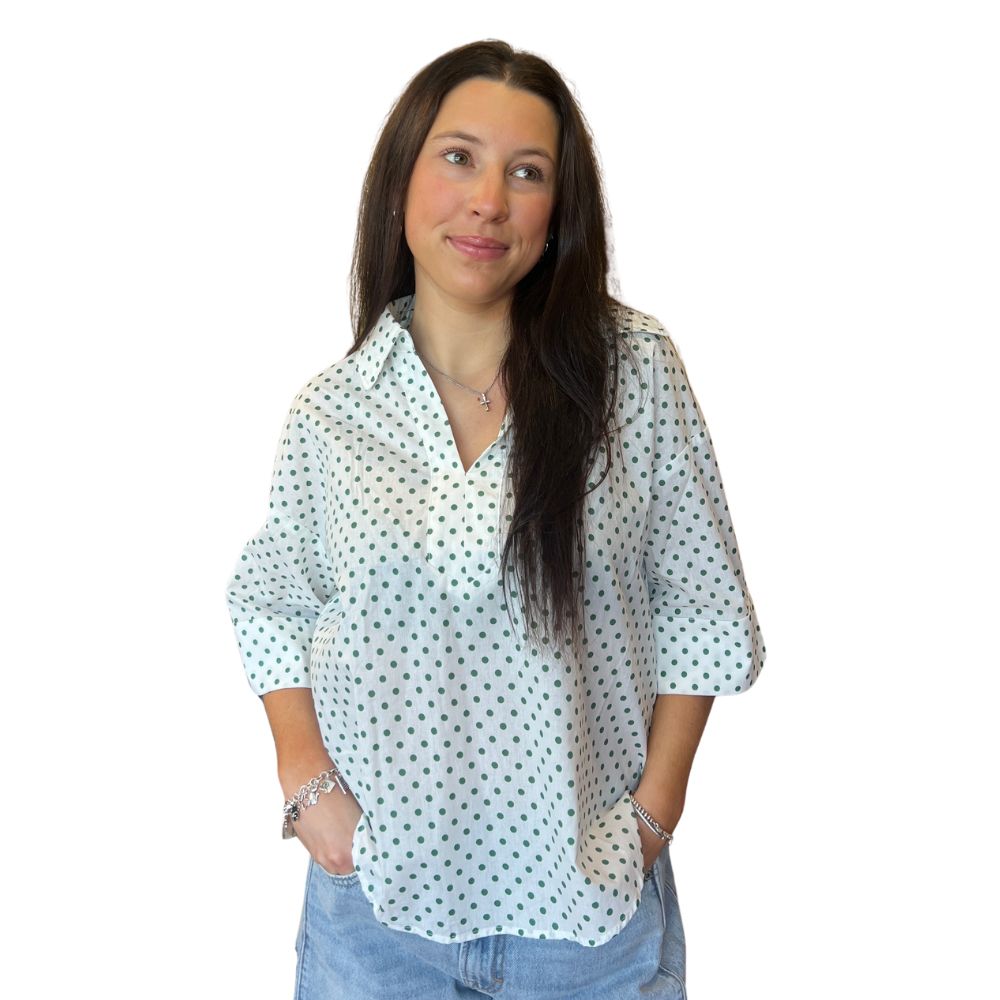 Collared Polka Dot Top