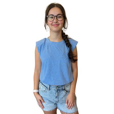 Stripe Bubble Hem Knit