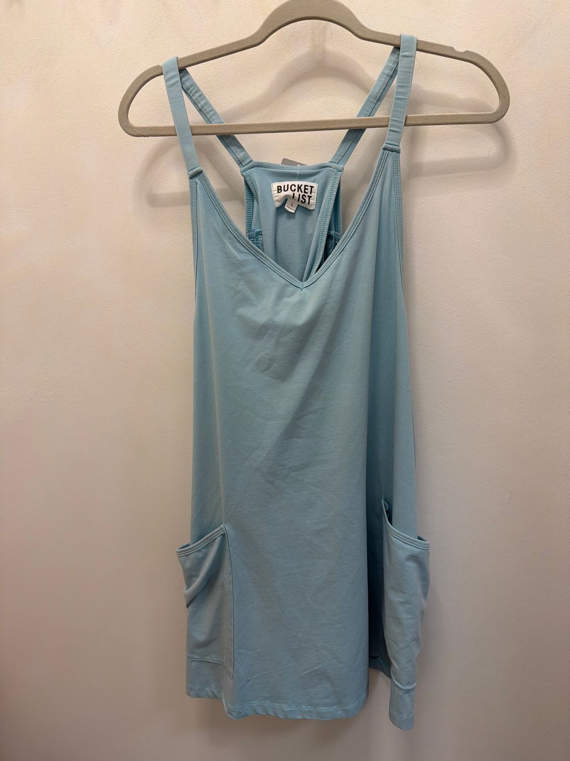Washed Sporty Romper, Color: Sky Blue, Size: L