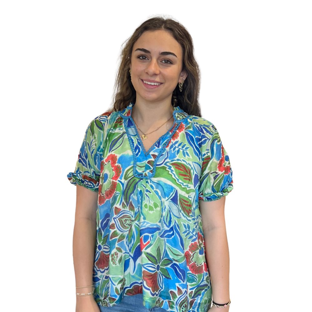 V Neck Floral Print Top