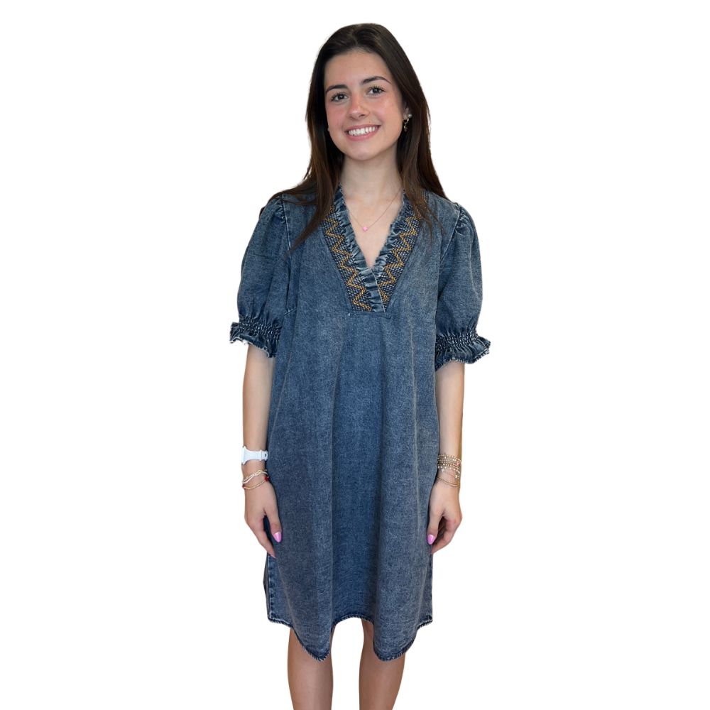 Denim V Neck Mini