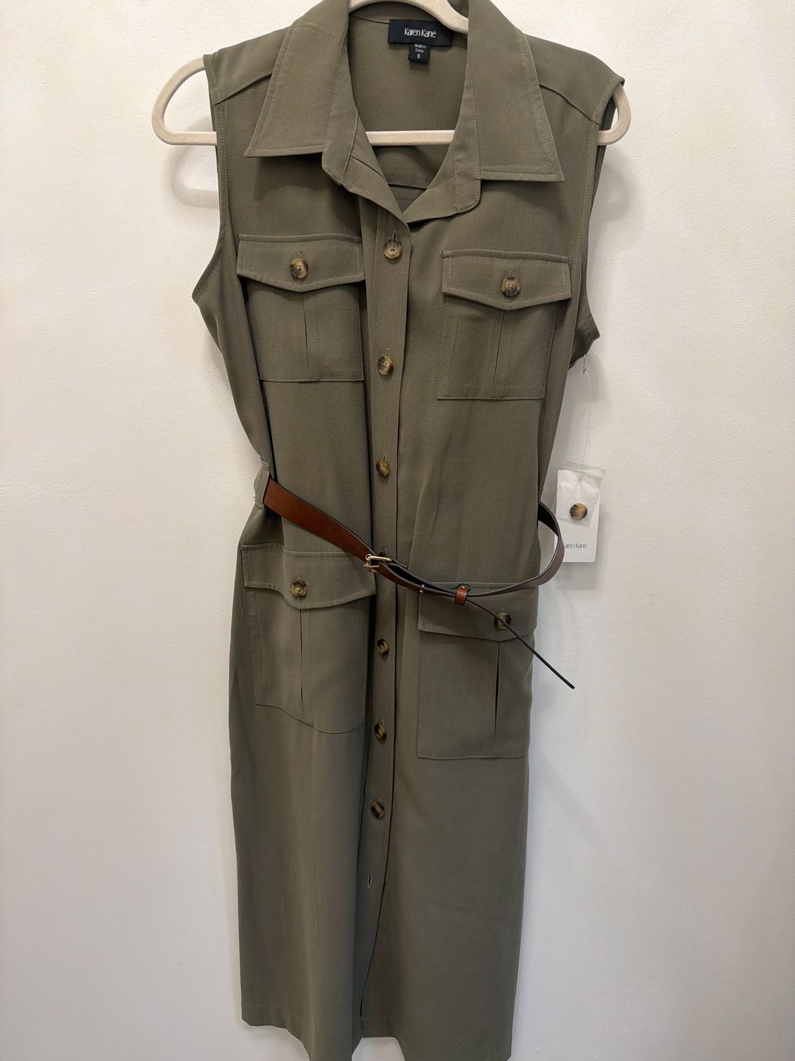 Midi Shirtdress, Color: Olive, Size: M