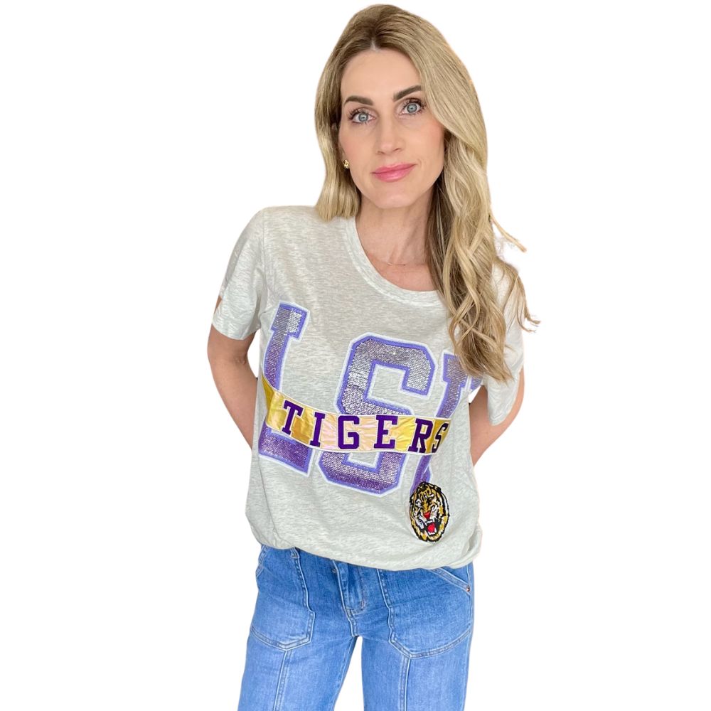 LSU Rhinestone Banner Tee