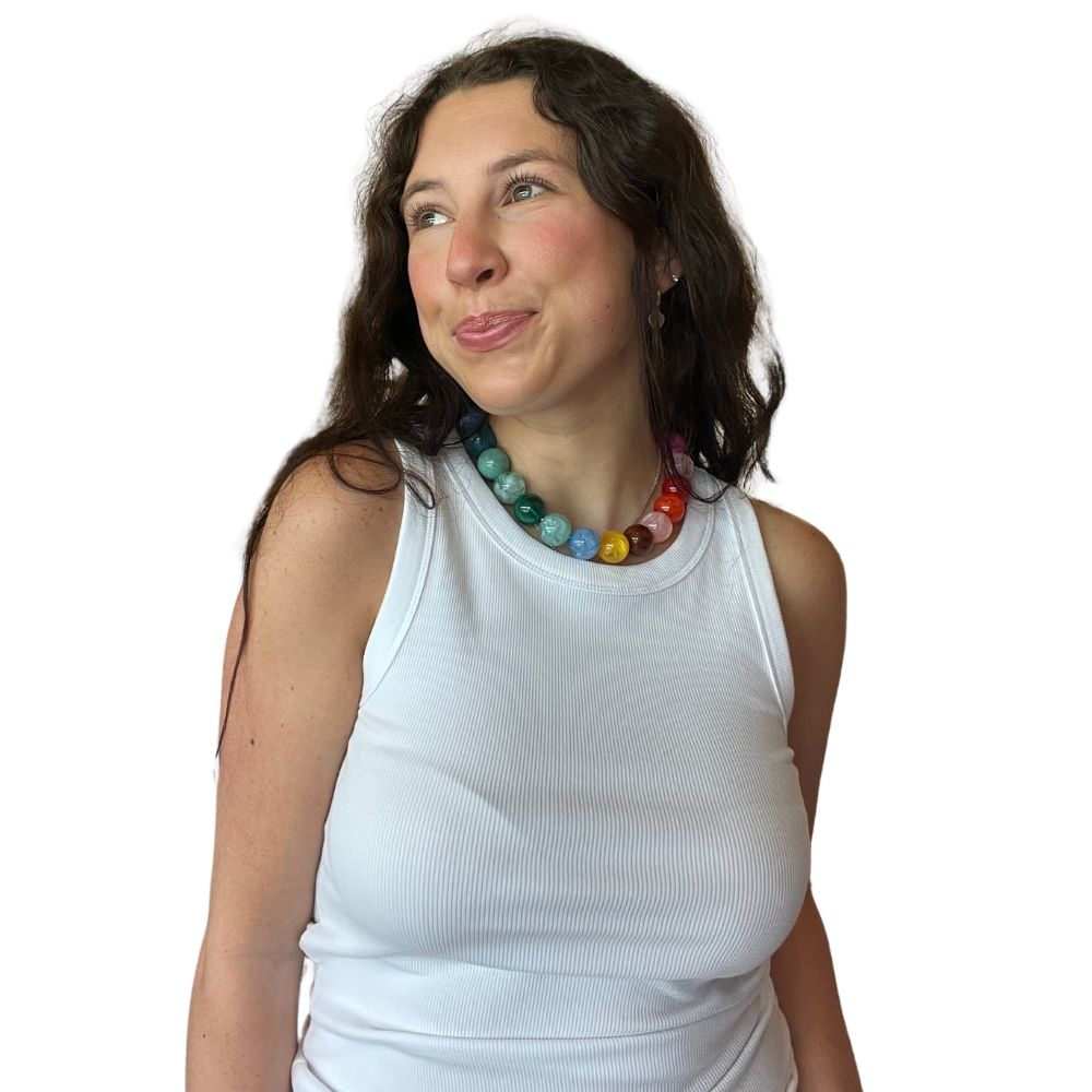 Gumball Bead Necklace, Color: Rainbow
