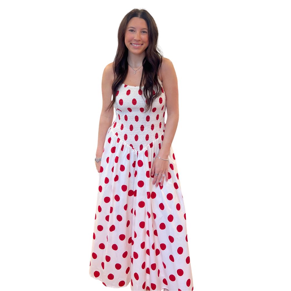 red and white polka dot dress Heart Print Silk Twill Collared Mini With Belt – Rodarte model is wearing size small Shop The Best Polka-Dot Dresses