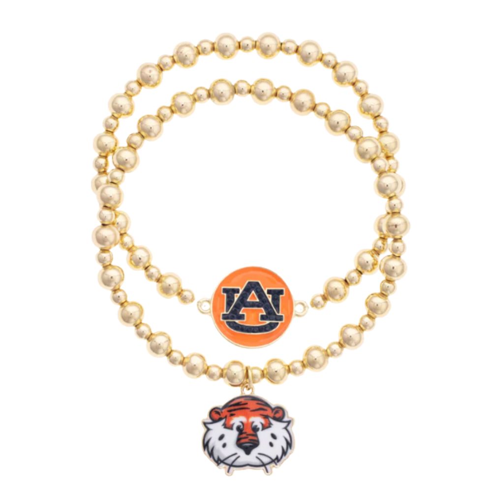 Set/2 Bead Bracelet Auburn Tiger