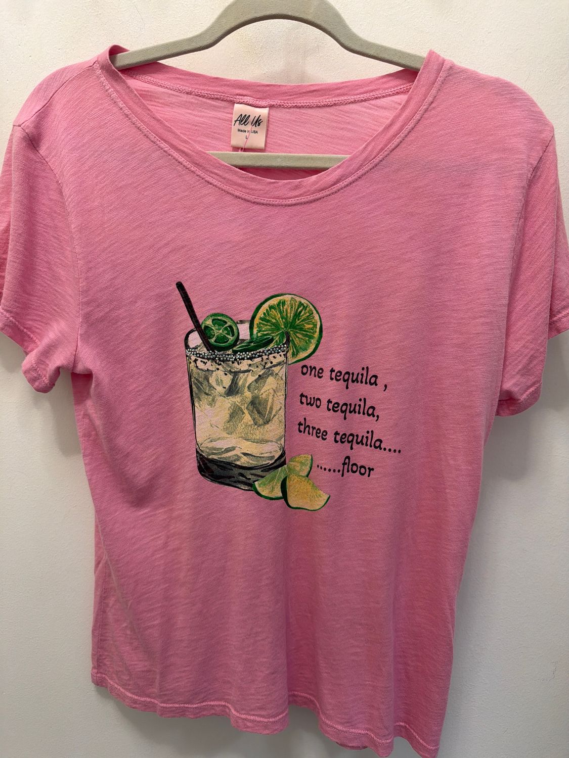 One Tequila Tee, Color: Pink, Size: XL