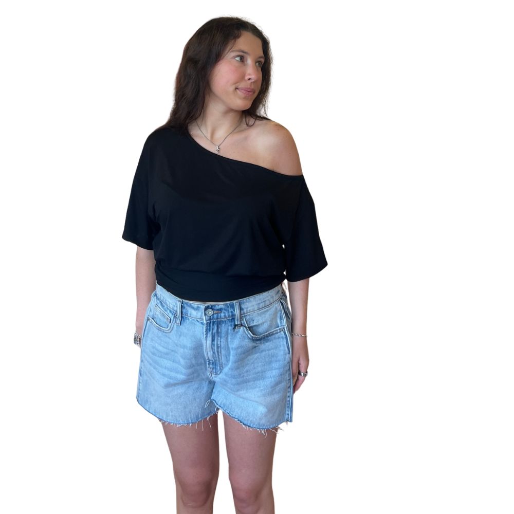 Off Shoulder Ruched Waist Top