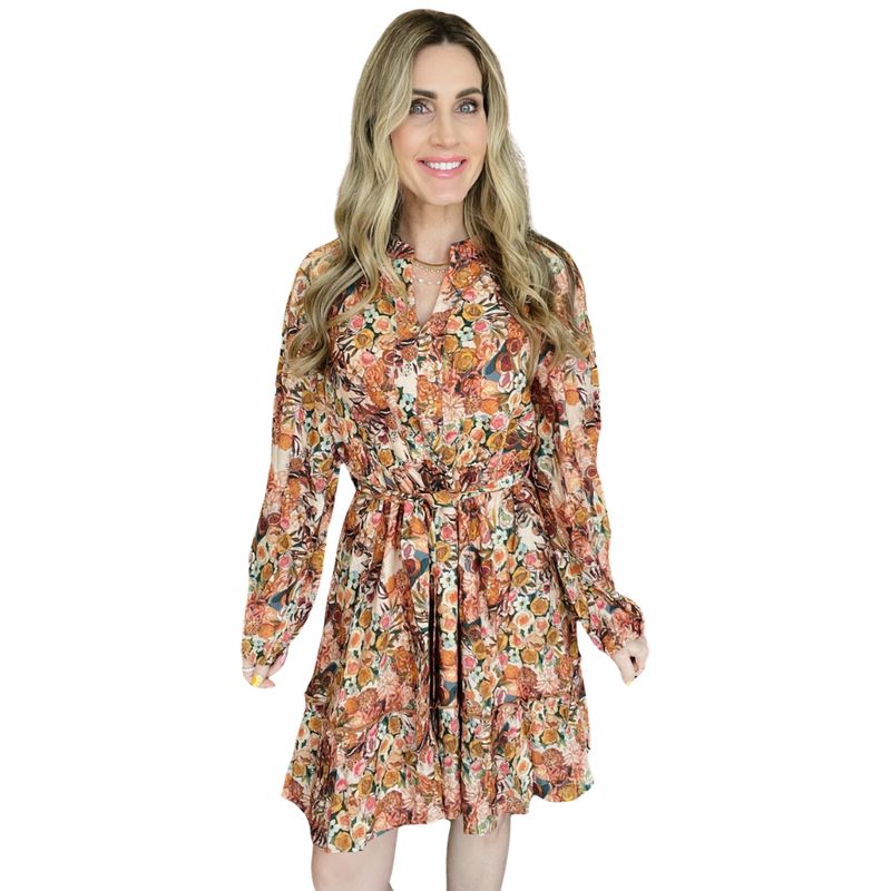 Floral Fruit Belted Dress