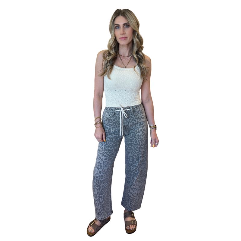 Leopard Print Barrel Jean