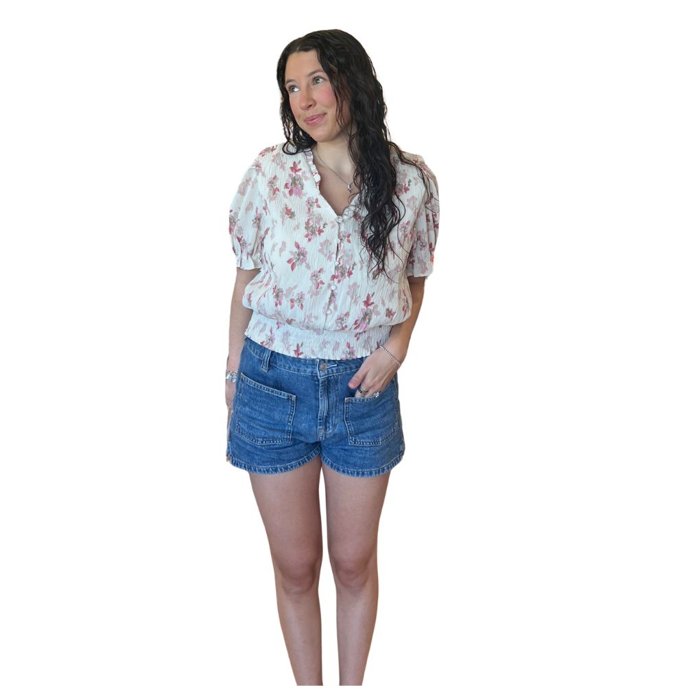 Crinkled Fern Print Top