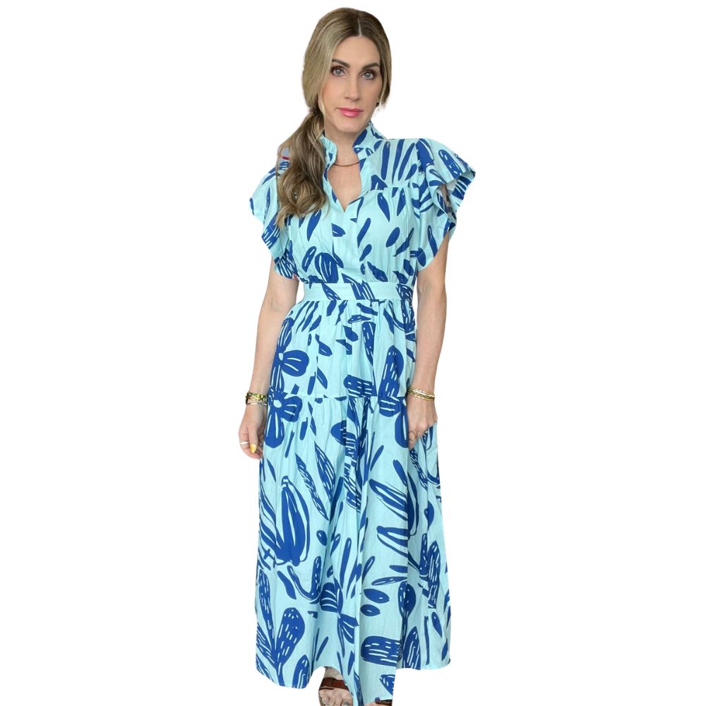 Leaf Print Midi Dress