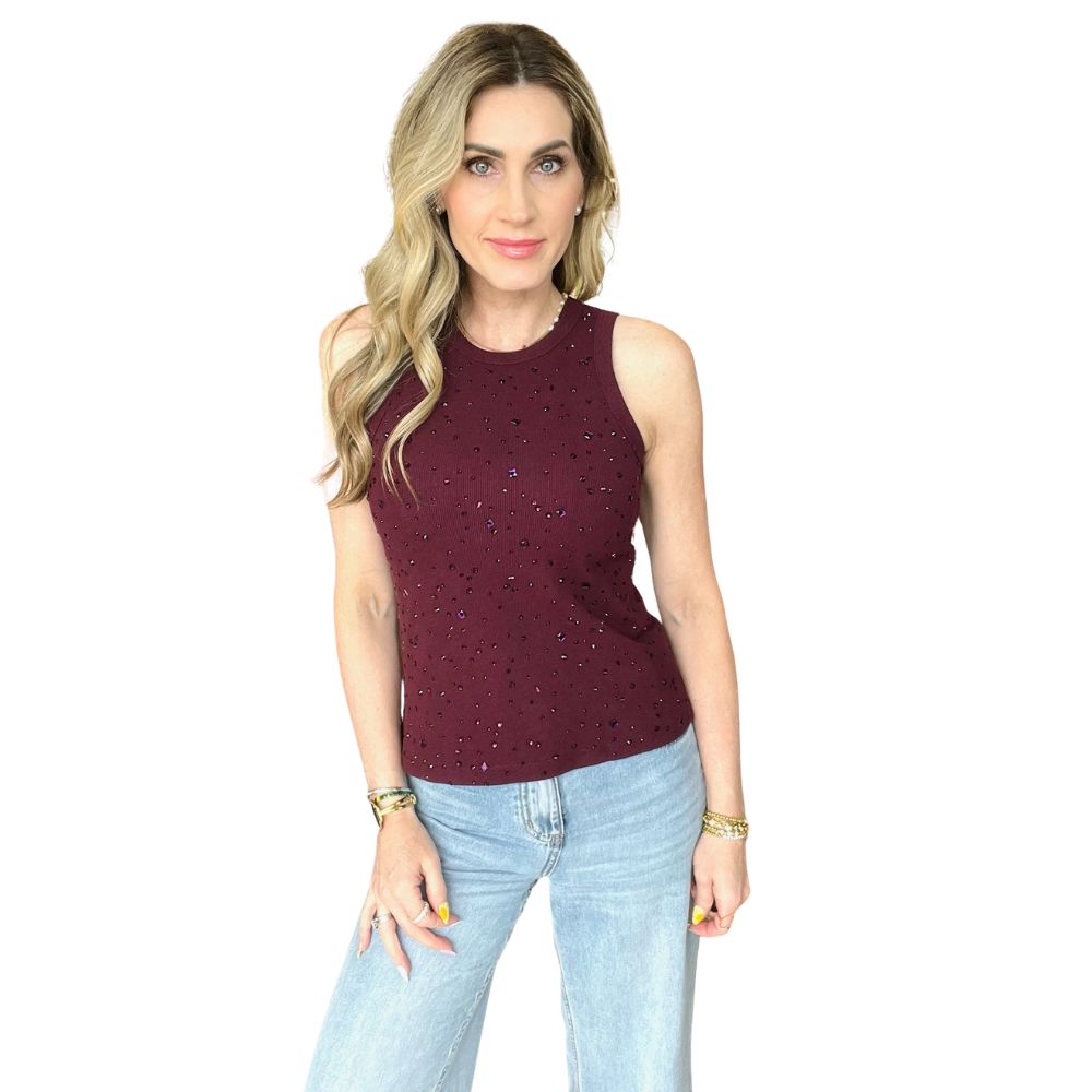 Tonal Rhinestone Tank