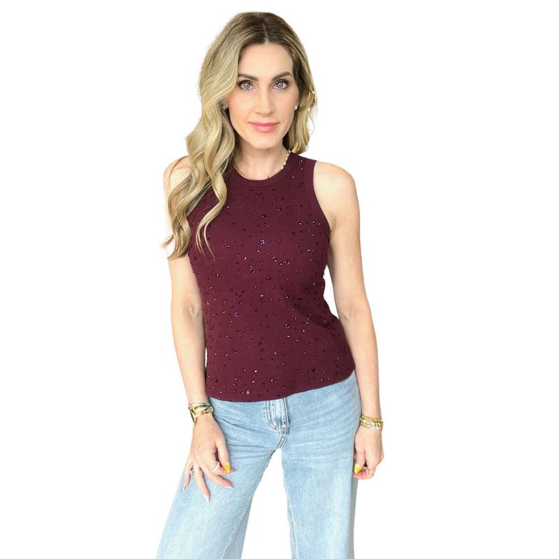 Tonal Rhinestone Tank