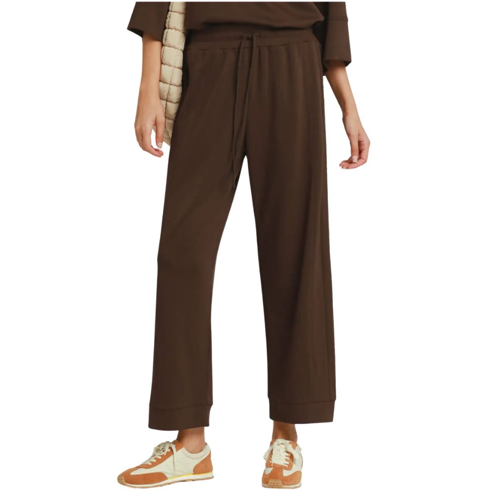 Luxeknit Butterfly Lace Straight Leg Pants, Color: Chocolate, Size: L