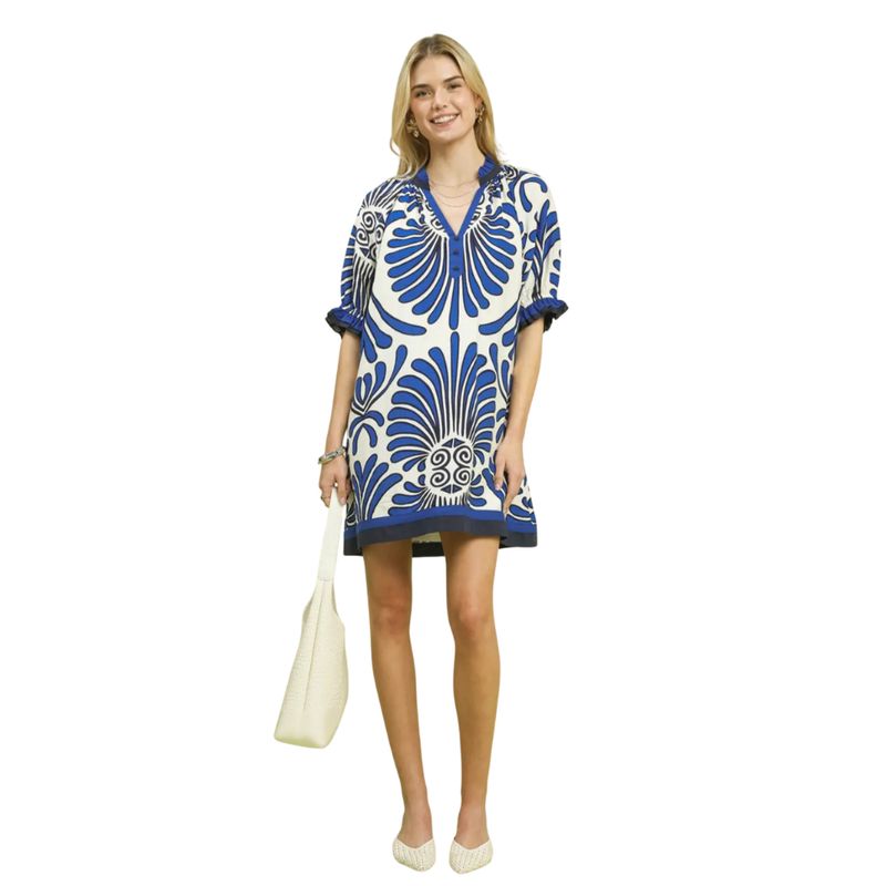 Mix Printed V Neck Dress