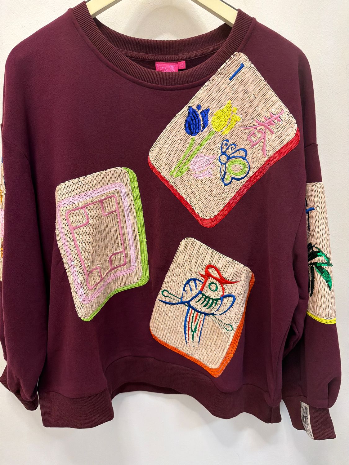 Mahjong Tile Sweatshirt, Color: Plum, Size: M