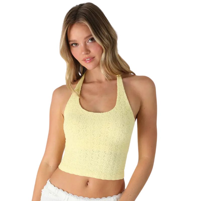 Floral Lace Halter Crop Top