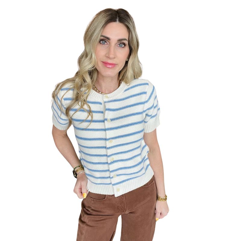 Thea Stripe SS Cardigan