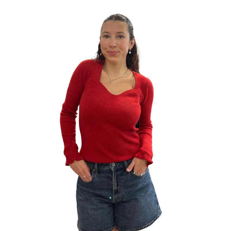 L/S Sweetheart Neck Knit