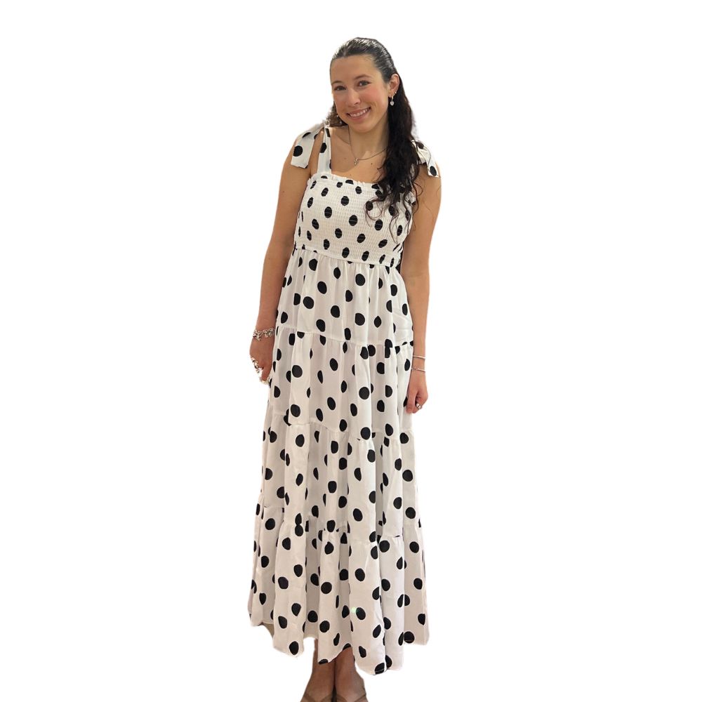 Polka Dot Tiered Midi Dress