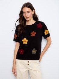 S/S Floral Embroidered Sweater